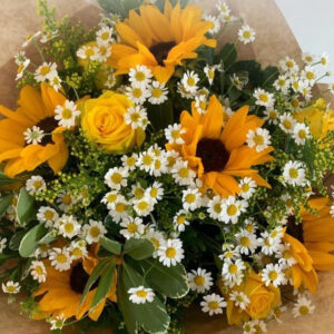 Golden Glow – Sunflower, Yellow Rose & Daisy Bouquet of Happiness